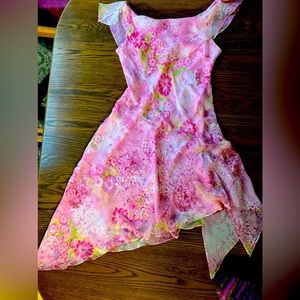 Asymmetrical springtime beaded dress